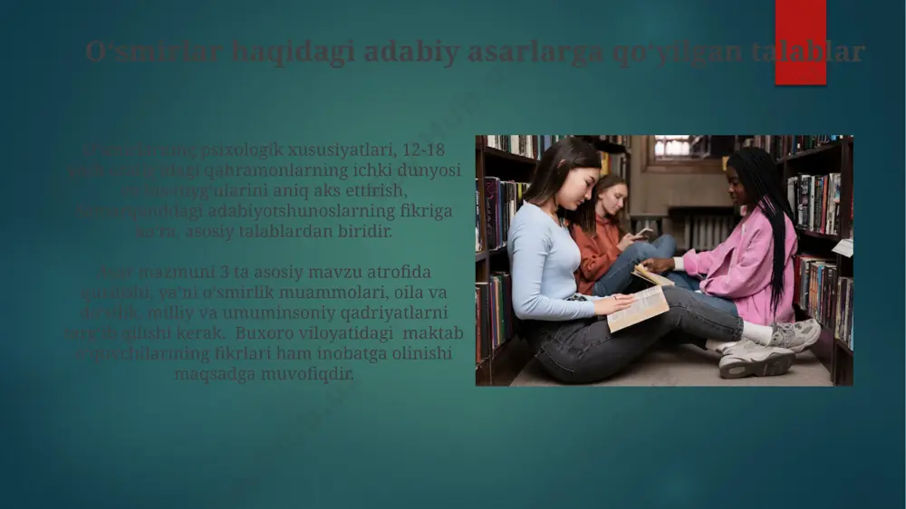 o'smirlarga oid badiiy asarlarga qo'yiladigan talablar - Page 5