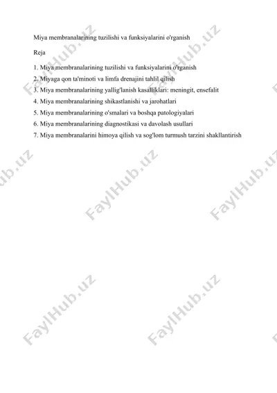 miya membranalarining tuzilishi va funksiyalarini o'rganish — DOCX