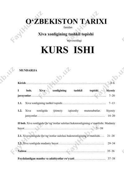 xiva xonligining tashkil topishi — DOCX