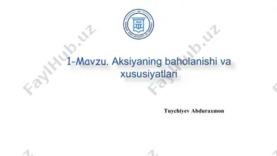 aksiyaning baholanishi va xususiyatlari — PPTX