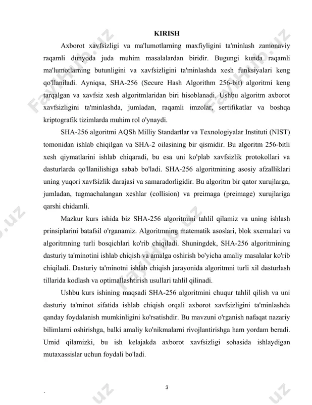 shunday qilib, xeshlash funksiyasidan xabar o‘zgarishini payqashda foydalanish mumkin, ya’ni u kriptografik nazorat yig‘indisini (o‘zgarishlarni payqash kodi yoki xabarni autentifikatsiyalash kodi deb ham yuritiladi) shakllantirishga xizmat qilishi mumkin. bu sifatda xesh- funksiya xabarning yaxlitligini nazoratlashda, elektron raqamli imzoni shakllantarishda va tekshirishda ishlatiladi. xesh-funksiya foydalanuvchini autentifikatsiyalashda ham keng qo‘llaniladi. axborot xavfsizligining qator texnologiyalarida shifrlashning o‘ziga xos usuli bir tomonlama xesh-funksiya yordamida shifrlash ishlatiladi. bu shifrlashning o‘ziga xosligi shundan iboratki, u mohiyati bo‘yicha bir tomonlamadir, ya’ni xeshqiymatdan hech qachon xabarni keltirib chiqarib bo‘lmaydi. qabul qiluvchi tomon shifrni ochish bilan shug‘ullanmaydi, faqat to‘g‘ri yoki noto‘g‘riligini tekshira oladi. eng ommabop xesh-funksiyalar - jh, haval, keccak (sha- 3), lm-xern, md2, md4, md5, md6, n-hash, ripemd-128, ripemd- 160, ripemd-256, ripemd-320, sha-1, sha-2, skein, snefru, tiger, whirlpool, gost r 34.11- 94, gost r 34.11-2012. md2, md4, md5 va md6 - r.rivest tomonidan ishlab chiqilgan axborot daydjestini hisoblovchi algoritm. ularning har biri 128 bitli xesh- kodni tuzadi. md2 …
