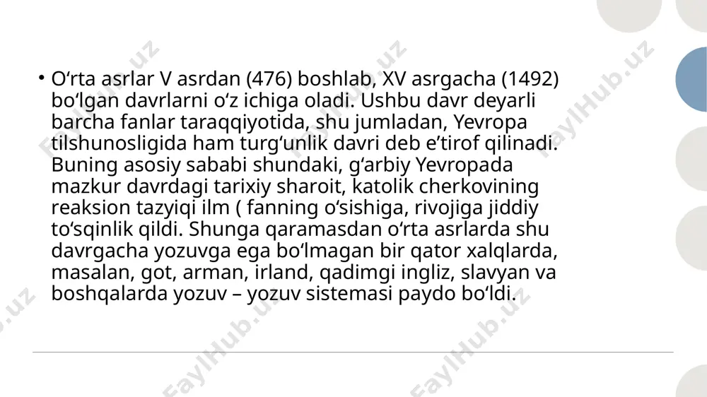 qo‘shgan hissasi ulkandir. jahon tan olgan buyuk allomalar: abu nasr farobiy, abu rayhon beruniy, abu ali ibn sino, mahmud koshg'ariy, mаhmud az-zamaxshariy, alisher navoiy, mirzo mehdixon vа boshqalarning tilshunoslik fani taraqqiyotida xizmatlari kattadir. abu nasr farobiy qomusiy olim abu nasr farobiy (873-930) yaratgan asarlar ichida “fanlar tasnifi”(yoki “fanlar tasnifi haqidagi so’z”) kitobi tilshunoslik masalalariga bag’ishlanganligi bilan ajralib turadi. buyuk alloma tilshunoslikning fonetika, morfologiya, sintaksis, orfografiya, orfoepiya va stilistika kabi bo’limlari haqida dastlabki tushunchalarni bergan. farobiy ulug’ faylasuf olim sifatida umumiylik va xususiylik dialektikasi nuqtai nazaridan tilga, lisoniy hodisalarga ham murojaat qiladi. farobiy leksika yuzasidan ma’lumot berar ekan, leksik birlik bo’lgan so’z masalasiga, so’z ma'nolarining tasnifi masalasiga to'xtaladi, ya’ni so’z ma'nosining ikki turini: sodda va murakkab bo'lishini ko’rsatadi. sodda ma’noli so'zlarga: odam, hayvon, gul, osmon kabi atash vazifasini bajaruvchi so'zlarni kiritsa, murakkab ma’noli so’zlarga: narsa va uning belgisini bildiruvchi: bu odam – bilimli, bu gul – o’simlik kabi ifodalarni kiritadi. abu …