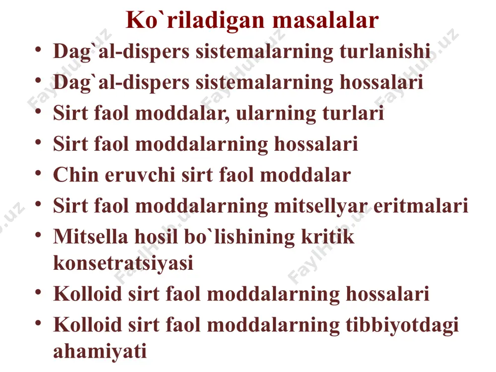 pt/diagrams/layout8.xml ppt/diagrams/quickstyle8.xml ppt/diagrams/colors8.xml ppt/diagrams/drawing9.xml ppt/diagrams/colors9.xml ppt/diagrams/quickstyle9.xml ppt/diagrams/layout9.xml ppt/diagrams/drawing8.xml ppt/diagrams/colors6.xml ppt/diagrams/quickstyle6.xml ppt/diagrams/layout6.xml ppt/diagrams/quickstyle10.xml ppt/presprops.xml ppt/viewprops.xml ppt/tablestyles.xml docprops/app.xml docprops/core.xml ppt/media/media1.flv ppt/media/image1.png ppt/media/image12.png ppt/media/image13.png ppt/media/image14.png ppt/media/image15.png ppt/media/image16.png ppt/media/image17.png ppt/media/image18.png ppt/media/image19.png ppt/media/image3.png [content_types].xml _rels/.rels docprops/custom.xml 1. moddaning dag`al dispers holati dori ishlab chiqarishda keng qo`llanadi 2. sirt faol moddalar kombinatsiyalangan dori darmonlarga qo`shiladi 3. sirt faol moddalarning hossalari o`rganildi . 4. kolloid sirt faol moddalar bilan tanishildi iii . bu kattalikni konsentratsiyaga bog’liqligi bo’yicha quyidagi kattalik aniqlanadi : a. suyuqlanish harorati b. qaynash harorati v. muzlash harorati g. kompleks hosil bo’lishining kksi d. mitsella hosil bo’lishining kksi i . bu hususiyatlar : a. mitsellara hosil qilish b. komplekslar hosil qilish v. cho’kmalar hosil qilish g. kationlar hosil qilish d. anionlar hosil qilish suyuqlik-gazda - aerozol ( tuman , parfyumeriya ) suyuqlik-syuqlikda – emulsiya ( sut , qiyomlar , dori moddalar ) suyuqlik-qattiq moddada – gel ( dori moddalar , parfyumeriya ) qattiq modda-gazda - …