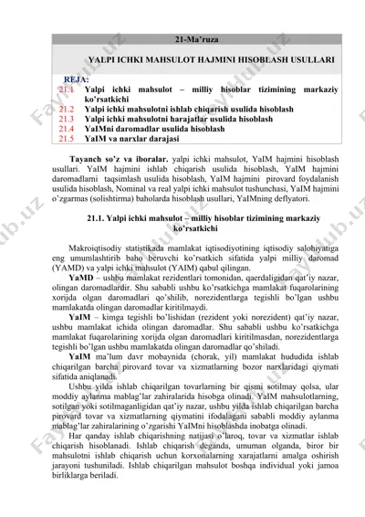yalpi ichki mahsulot (yaim) hisoblash usullari — DOCX
