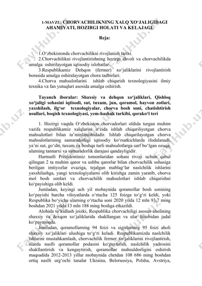 chorva mahsulotlari — DOCX