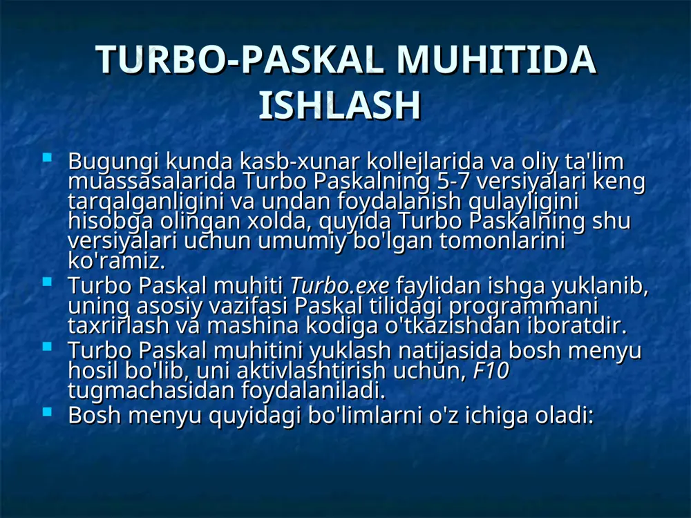 turbo-paskal dasturini yuklash. dasturda ishlash imkoniyatlarni bajarish - Page 5