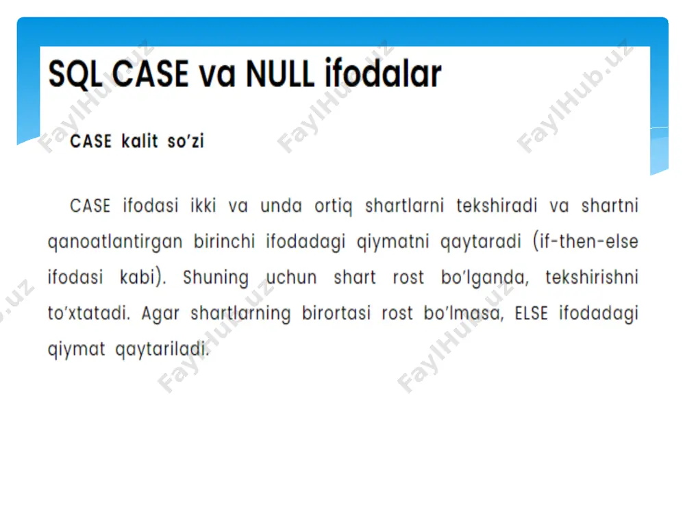 sql case va null ifodalar - Page 2