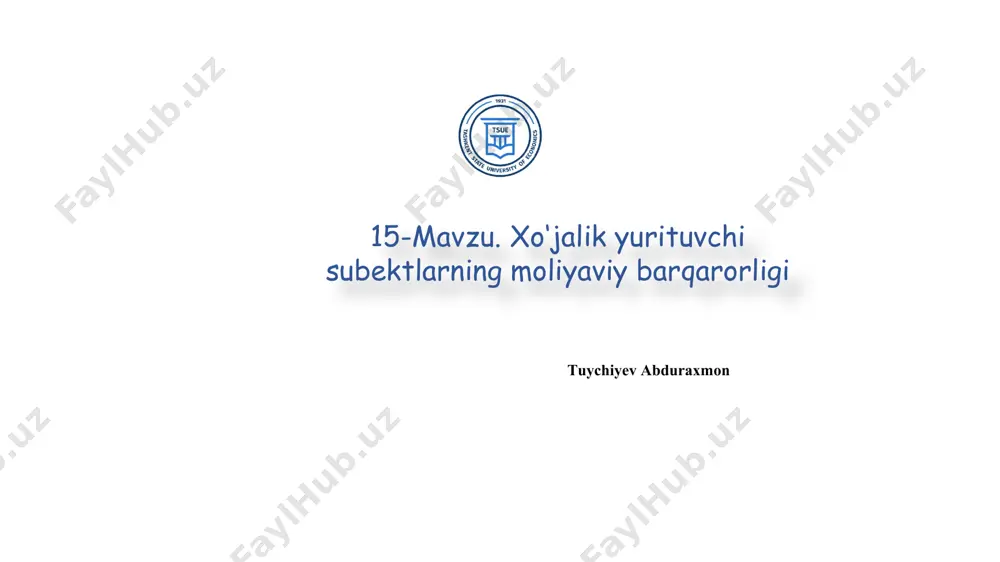 xo‘jalik yurituvchi subektlarning moliyaviy barqarorligi - Page 2