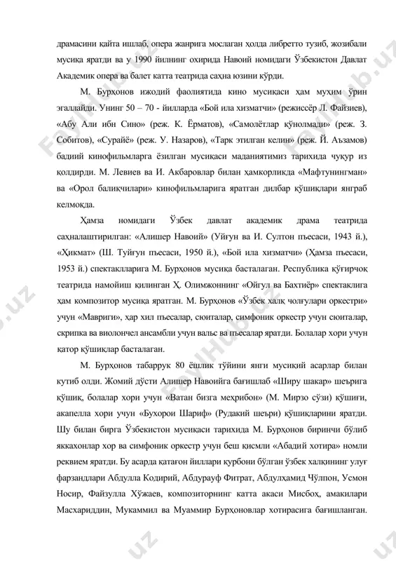 номли реквием яратди. бу асарда қатағон йиллари қурбони бўлган ўзбек халқининг улуғ фарзандлари абдулла кодирий, абдурауф фитрат, абдулҳамид чўлпон, усмон носир, файзулла хўжаев, композиторнинг катта акаси мисбоҳ, амакилари масхариддин, мукаммил ва муаммир бурҳоновлар хотирасига бағишланган. бу асар 1996 йил 14 майда «туркистон» саройида композиторнинг юбилей кечасига бағишланган концерт дастурида илк бор ижро этилди. с. қобулова, ф. зокиров, бадиий сўз устаси т. мўминов, а. абдуқодиров, з. ҳакназаров раҳбарлигидаги миллий симфоник оркестр, хормейстерлар а. ҳамидов ва ж. шукуровлар раҳбарликларидаги қўшма хор жамоалари қатнашган эди. композитор мутал бурҳонов ўзбекистон мусиқа маданиятини ривожлантиришда буюк хизматлари учун «ўзбекистонда хизмат кўрсатган санъат арбоби», «ўзбекистон халқ артисти» фахрий унвонларига, «меҳнат шуҳрати» медали, ўзбекистон, тожикистон ва белорусия ҳукуматлари фахрий ёрлиқлари билан мукофотланган. 1999 йили мустақил ўзбекистоннинг биринчи президенти ислом каримовнинг қўлидан «буюк хизматлари учун» орденини м. бурҳонов қабул қилиб олишга муяссар бўлди. м. бурҳонов таваллудининг 85 йиллигига бағишланган юбилей концерт алишер навоий номидаги опера ва балет театрда 2001 …