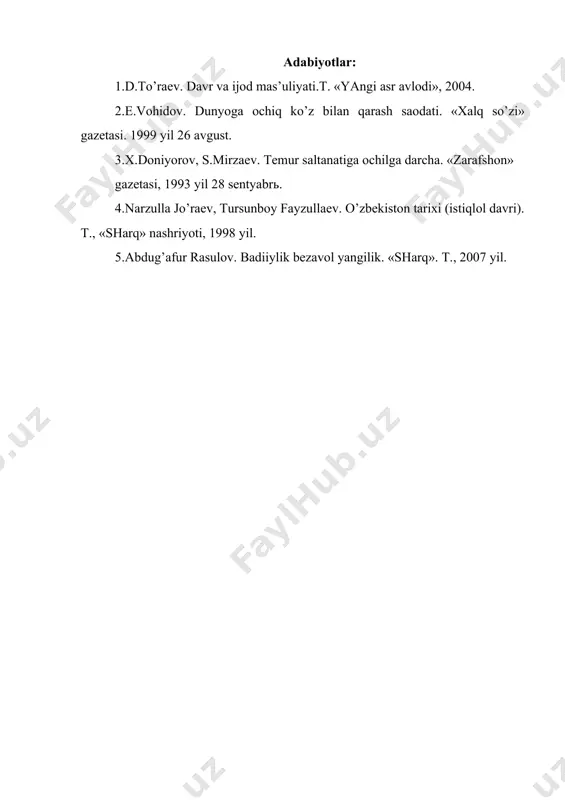 hozirgi davr adabiyotida mavzu rang-arangligiva janriy-uslubiy izlanishlar - Page 5