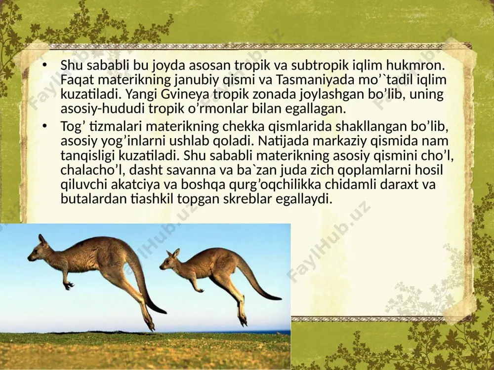 ylarda ularning butunlay qirilib ketishiga sabab bo’lgan. insonning bevosita va bilvosita ta`siri ostida muayyan hududning mahalliy faunasi albatta tur tarkibi va soni jihatidan o’zgaradi. b.grjimek (1977) ma`lumotlariga ko’ra keyingi 400-yil ichida 130-turdagi sut emizuvchilar va qushlar qirilib ketgan. shundan 76-turi birinchi jahon urushidan keyin qirilib ketganligi aniqlangan. yana 550-tur hayvonlar butunlay yo’qolib ketish xavfi ostida turibdi. juda ko’pchilik hayvonlar inson tomonidan tasodifiy ravishda ham kelib qolgan. bunday hayvonlarga birinchi navbatda turli ekto va endoparazitlar hamda insonning yo’ldoshiga aylangan sinantrop turlarni misol qilish mumkin. jumladan, kulrang va qora kalamushlar, uy sichqonlari, burga va kanalar turli hayvonlar yoki boshqa ob`ektlar orqali kirib kelgan. inson tomonidan ongli va tasodifiy ravishda hayvonlarning bir yashash muhitidan ikkinchisiga tashilishi hayvonlarning tarqalish imkoniyatlarini cheksiz oshiradi. hatto ekologik vagilligi past darajada bo’lgan turlar ham keng tarqalish, yangi muhitni egallash imkoniga ega bo’lishadi. hayvonlarning tabiiy ravishda kechib o’tishi qiyin bo’lgan to’siqlari antropogen omillar yordamida juda qisqa muddatda bartaraf qilinadi. …