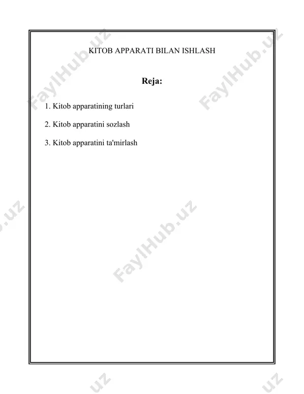 qlarni kesishga mo'ljallangan va gilotin pichoq tizimidan foydalanadi. - **dumaloq pichoqli kesish apparatlari**: maxsus dumaloq pichoqlar yordamida nozik kesish uchun ishlatiladi. 4. **biralash apparatlari**: bu apparatlar qadoqlashdan oldin kitoblarni tekislash va to'ldirish jarayonlarini bajaradi. 5. **raqamli bosib chiqarish apparatlari**: ushbu apparatlar kitobning matnli qismini bosib chiqarishda ishlatiladi. raqamli bosma uskunalar yuqori sifatli va tezkor bosma jarayonlarini ta'minlaydi. 6. **muhrlash apparatlari**: bu uskunalar kitob muqovalariga yoki varaqlariga maxsus muhr, logotip yoki boshqa belgi qo'yishda ishlatiladi. 7. **avtomatik yig'ish apparatlari**: ushbu uskunalar kitobning har bir qismisini avtomatik ravishda yig'adi va muqovalash jarayonini yakunlaydi. 8. **yiltiroq bostirish apparatlari**: bu apparatlar kitob muqovalariga va ba'zan varaqlariga maxsus yiltiroq effektlar qo'shishda ishlatiladi. hozirgi zamonaviy kitob ishlab chiqarish uskunalari raqamli texnologiyalarni keng ko'lamda qo'llaydi. raqamli printerlar, lazerni kesuvchi apparatlar va avtomatik biriktiruvchi tizimlar ishlab chiqarish jarayonini avtomatlashtiradi va samarasini oshiradi. kitob apparati ishlab chiqarish sohasida davom etayotgan innovatsion yondashuvlar kitoblarni ishlab chiqarish vaqtini kamaytirish, qulaylikni oshirish …