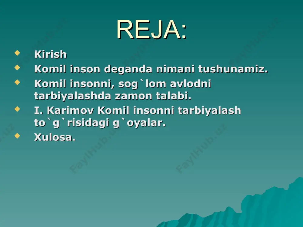 tiqlol - yangi imkoniyatlar munosib hayot barpo etishning asosi. biz yurtimizda yangi hayot barpo etishning birinchi kunlaridan boshlab haqiqiy erkinlik va istiqlolga erishish – bu faqat mustaqillikni qo‘lga kiritish emas, balki uni ham siyosiy, ham iqtisodiy jihatdan qurish va mustahkamlash, xalqaro hamjamiyatda o‘zimizga munosib o‘rin egallash va hurmat qozonishdan iborat ekanini teran anglab oldik. ana shunday ezgu maqsadlarga erishish yo‘li esa barchamizga yaxshi ma’lum: bu – o‘zimizning yer osti va yer usti boyliklarimizdan, ishlab chiqarish va intellektual salohiyatimiz, kuch-qudratimizdan foydalanib, ko‘pni ko‘rgan, mehnatkash xalqimizning aql-zakovati, g‘ayrat-shijoatiga va xalqaro hamjamiyat hamkorligiga tayanib, dunyodagi zamonaviy rivojlangan demokratik davlatlar qatoriga kirish yo‘lidir. oila jamiyatning asosiy bo’g'ini yoki oddiy qilib aytganda, davlat ichidagi kichkina davlat sifatida o’ziga xos ijtimoiy vazifani bajaradi. oilalarimiz qanchalik mustahkam bo’lsa, jamiyatimiz shuncha mustahkam bo’ladi, xalq iborasi bilan aytganda, sinchi mustahkam imorat qulamaydi. respublikamizda oilaga e’tibor davlat siyosati darajasiga ko’tarilgan. yoshlarimizning sog’lom va mustahkam oila qurishlari uchun barcha shart-sharoitlar yaratilgan. …