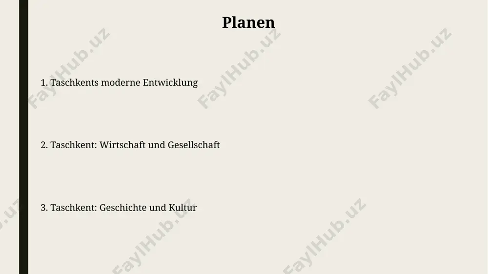 als touristisches ziel taschkent bietet über 2000 jahre geschichte, sichtbar in der altstadt mit ihren traditionellen häusern und dem chorsum-basar, der ein lebendiges beispiel usbekischer handwerkskunst und kultur darstellt. die metro von taschkent, mit ihren opulenten und kunstvollen stationen, die an paläste erinnern, bietet nicht nur einen effizienten transport, sondern auch eine faszinierende architektonische reise durch die stadt. das moderne leben in tashkent mit über 2 millionen einwohnern bietet tashkent eine vielfältige gastronomieszene, von traditionellen usbekischen restaurants in der altstadt bis hin zu über 500 internationalen fast-food-ketten und modernen cafés im zentrum. tashkent verfügt über ein schnell wachsendes u-bahn-system mit über 30 stationen, das millionen von pendlern täglich durch die stadtteile wie chorsu und yunusabad transportiert und die moderne mobilität widerspiegelt. die architektur von tashkent tashkents architektur zeigt eine faszinierende mischung aus sowjetischer moderne und traditioneller usbekischer baukunst, mit über 200 moscheen und dem beeindruckenden chorsu-basar im zentrum der altstadt. …