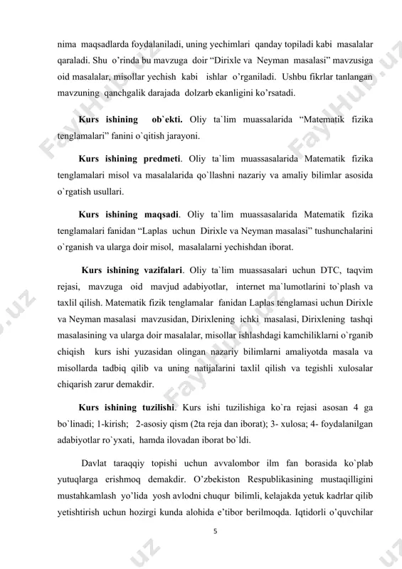 maganligi uchun, ularni funksional qatorga yoyib hisoblanadi. asosan har qanday elementlar funksiyaning qiymatlarini hisoblashda albatta qatorlar yordamida hisoblanadi. bunga misol hozirgi kecha kunduzda hisoblash matematikasida kompyuterlarda funksiya qiymatlarini qatorga yoyib hisoblanadi. shuning uchun qatorlar mavzusi dolzarb hisoblanadi. yoshlarni bilimli qilib tarbiyalash yurtimiz oldida turgan ulkan vazifalardan biridir. o`zbekiston respublikasi mustaqil huquqiy demokratik davlat, erkin fuqarolik jamiyat qurish yo`lida ulkan ishlar olib borish, inson mohiyatining yangidan ochishga uni o`zligini anglashga, imkoniyatlarni ro`yobga chiqarishga va ma`naviy intelektual, aqliy amaliy rivojlanishga yangi shart sharoit yaratib berishdi. ta`limning fan va ishlab chiqarish bilan integratsiyasi mexanizmlarini rivojlantirish, uni amaliyotga joriy etish o`qishni mustaqil bilim olishni individuallashtirish hamda masofaviy ta`lim tizimi texnalogiyasini, unung vositalarini ishlab chiqish, o`zlashtirish, yangi pedagogik va axborot texnalogiyalarni asosida o`quvchi va talabalarni o`qitishni jadallashtirish ana shunday dolzarb vazifalar sirasiga kiradi. ta`limni isloh qilish, yangi mazmundagi va zamon talabiga javob beradigan o`quv adabiyotlar qo`llanmalarni yaratish va ilg`or pedagogic texnalogiyalarni joriy etishni taqozo etadi. …