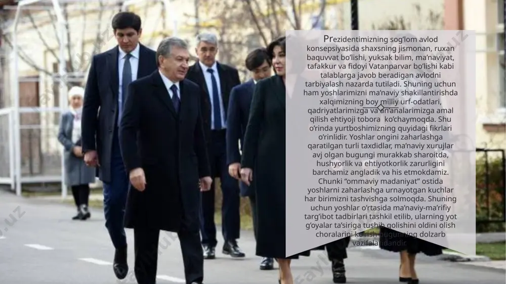rqali xalqimiz, yoshlar oldida milliy istiqlol g’oyasi, urf-odat, an’analarimizni mazmun mohiyatini yoritib berishga qaratilgan hamda “kelajak tongi”, “alanga” kabi eshittirishlar orqali esa yangi tafakkur g’oyalari tarbiya va ta’limdagi ilg’or tajribalarni yoritishga kirishilganligini ijobiy baholash zarur. inson ruhiyatiga ta’sir etish va uning ma’naviyatini shakllantirishda radio orqali ilohiy qudratga ega bo’lgan so’z bilan uzatiladigan axborotning roli benihoyat kattadir. radio orqali eshittiriladigan “subhidam salomi”, “tabassum”, “musiqali daqiqalar”, hamda “oqshom to’lqinlarida”, eshittirishlari kishilar qalbida ma’naviy jo’shqinlik uyg’otadi. image1.jpeg image2.jpeg image3.jpeg image4.jpeg image5.jpeg image6.jpeg image7.jpeg image8.jpeg /docprops/thumbnail.jpeg