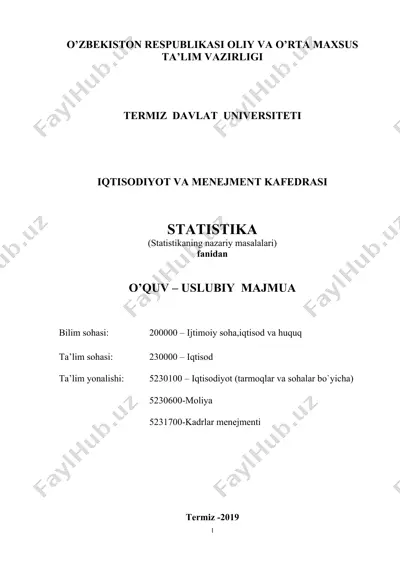 statistika fanidan o‘quv-uslubiy majmua — DOCX