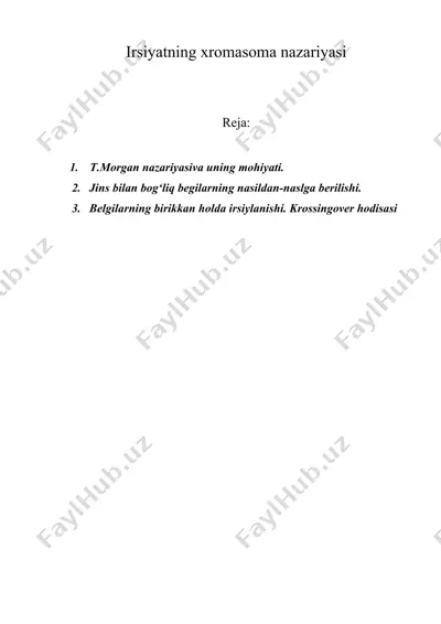 irsiyatning xromasoma nazariyasi — DOC