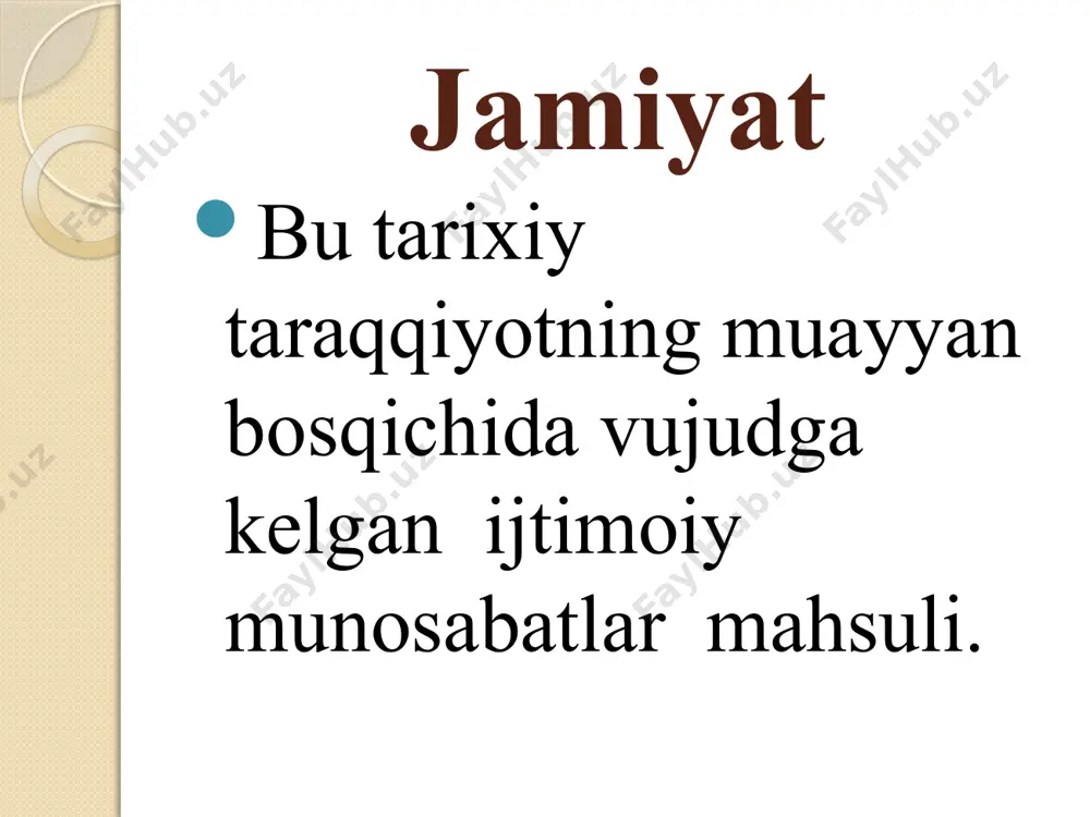 apparati vazifasini o`taydi. psixologik (ruhiy )nazariya psixologik nazariya vakillari jamiyat va davlatni insonlarning ruhiy uyushmasi sifatida ham talqin etadilar. unga ko`ra, huquqning negizi bo`lib individual ong hisoblanadi. ularning fikricha, davlat hokimiyati biror-bir kishining irodasi emas, balki, fuqarolarning davlatga bog`liqligi to`g`risidagi ruhiy tasavvurlaridan kelib chiquvchi kuchdir. irrigatsion nazariya ushbu nazariyaning asosiy namoyandasi nemis olimi k.vittfogel hisoblanadi. uning fikricha, davlat sharq xalqlarida yirik irrigatsion inshootlarni barpo etish zarurati asosida kelib chiqqan. mesopatamiya, misr,hindiston,xitoy kabi mamlakatlarda yirik irrigatsion qurilish ishlarini tashkil etish uchun kuchli, markazlashgan boshqaruv apparati tashkil etilgan. /docprops/thumbnail.jpeg