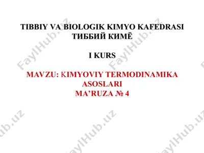 kimyoviy termodinamika — PPT