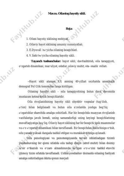 oilaviy hayot sikli — PDF