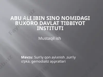 sun’iy qon aylanish apparatlari — PPTX