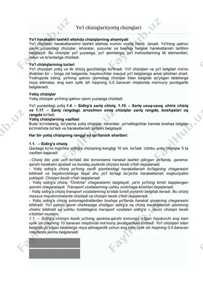 yo'l chiziqlari(yotiq chiziqlar) — DOCX