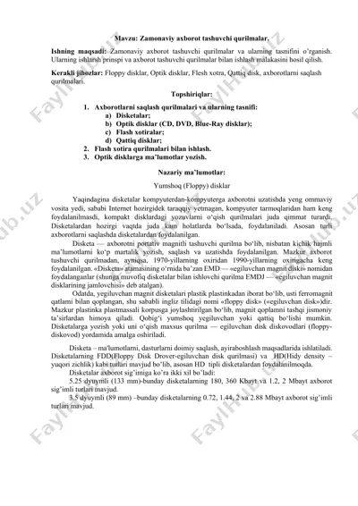 axborot tashuvchi qurilmalar — DOCX