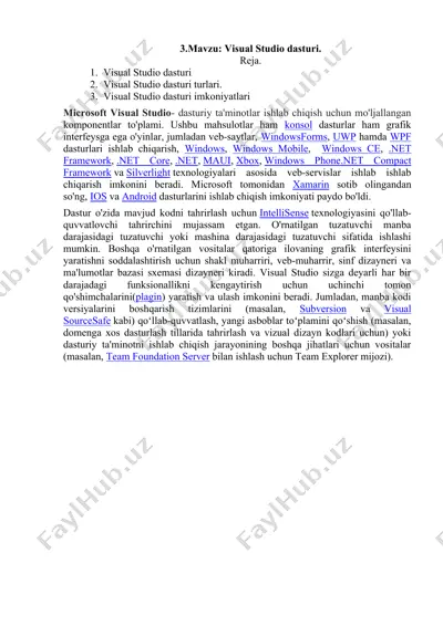 visual studio dasturi — DOC