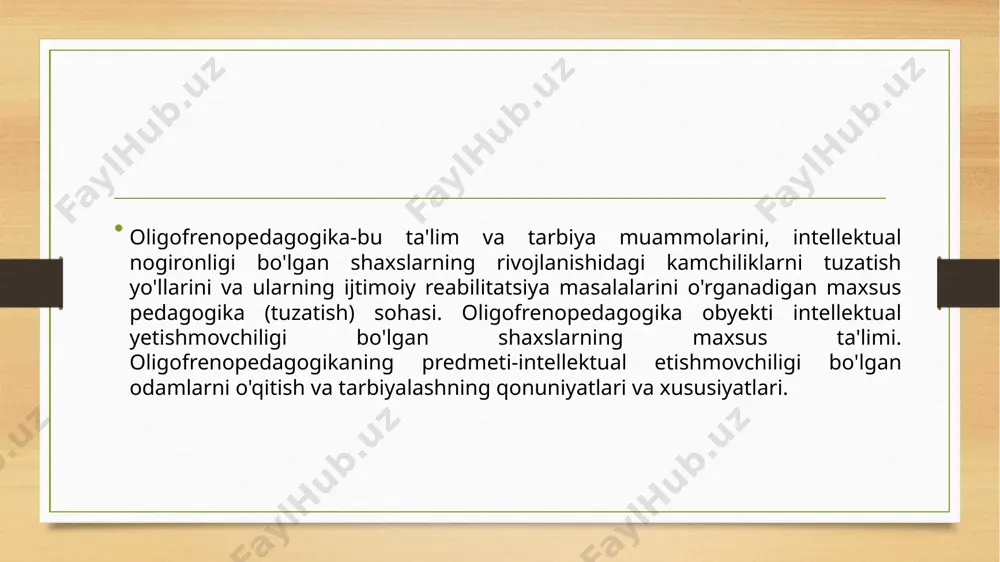 yalari guruhi uchun guruh diagnostikasi. aqliy zaiflikning turli shakllari etiologiyasi, patogenezi, klinik ko'rinishlari bilan farq qiladi, paydo bo'lish vaqti va kurs xususiyatlari bilan farq qilishi mumkin. ularning barchasini birlashtiradigan umumiy xususiyat – bu kognitiv faoliyatning, hissiy-ixtiyoriy sohaning, nutqning, vosita mahoratining va umuman bolaning butun shaxsiyatining rivojlanmaganligi. "aqliy zaiflik" tushunchasi ham "oligofreniya"tushunchasi bilan bir xil emas. bola asab tizimining og'ir kasalligidan aziyat chekishi mumkin, ammo aqli zaif emas. boshqa hollarda, xuddi shu holat aqliy zaiflikka olib kelishi mumkin. aqli zaif bolalar, oligofreniyadan tashqari, shizofreniya, epilepsiya bilan og'rigan, ensefalit va travma bilan og'rigan bolalarni ham o'z ichiga olishi mumkin. aqliy zaif bolalarning ko'pchiligida hissiy-ixtiyoriy sohaning patologiyasi, jismoniy rivojlanish anomaliyalari mavjud. biroq, bu xususiyatlar aqli zaif bolalarning universal xususiyati emas va aqliy zaiflik haqida xulosa chiqarish uchun etarli asos bo'la olmaydi. miya shikastlanishlarini paydo bo'lish vaqti bo'yicha tasniflash, ya'ni. markaziy asab tizimining shikastlanish vaqti bo'yicha: - homiladorlik davridagi (tug'ilishdan oldin); - tugish jarayonida …