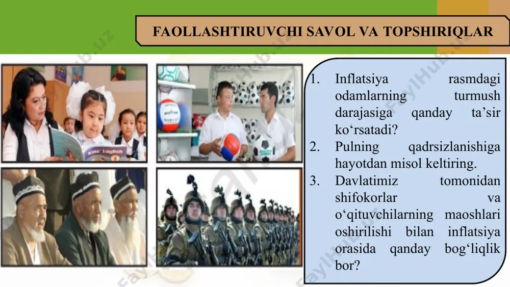 hi tezkor va keskin choralar ko‘rish talab qilinadi. giperinflatsiya davrida narxlar yiliga 50 baravardan ham ko‘pga oshadi. bu ishlab chiqarish korxonalari faoliyatiga salbiy ta’sir ko‘rsatadi. ishlab chiqarish sur’atlari pasayadi. tuzilgan bitimlar o‘z kuchini yo‘qotadi, chunki shartnomadagi narxlar tomonlarni qanoatlantirmay qo‘yadi. omonatchilarning o‘z pul mablag‘larini banklardan shoshilinch talab qilishi va olishi natijasida banklar bankrotlik holatiga tusha boshlaydi. pul mablag‘lari bor banklar ham qarzga pul berishdan cho‘chib qoladi. bunday inflatsiya paytida ishlab chiqarilgan tovarni sotish ham befoyda bo‘lib qoladi. chunki xom ashyo va resurslar narxining kun sayin oshishi tufayli tovarni sotishdan tushgan pulga yana shuncha tovar ishlab chiqarish amri mahol bo‘lib qoladi. tadbirkorlar ishlab chiqarish bilan shug‘ullanmay qo‘yishadi. ko‘plab ishlab chiqarish korxonalari yopiladi. ishsizlar ko‘payadi. tadbirkorlar faqat qisqa muddatli savdo-sotiq bilan shug‘ullanadigan bo‘lib qoladi. chunki bu paytda pulni qadrsizlanib ulgurmasdan sarflash kerak bo‘ladi. giperinflatsiya davrida davlatning bir maromda kechayotgan iqtisodiy siyosati izdan chiqadi. davlat budjetining kamomadi keskin oshib ketadi. davlat o‘z zimmasidagi …