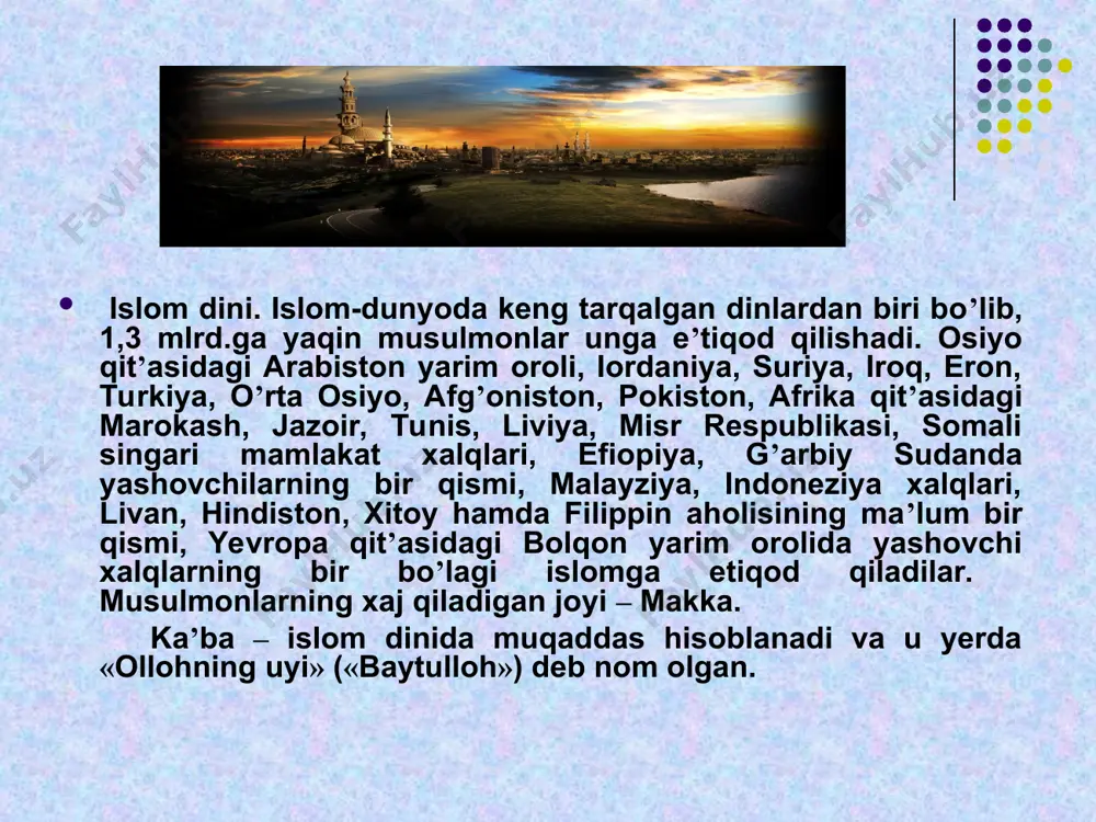 bor berilgan. «qur’on» kishilarni tenglikka, birodarlikka, tinch totuv yashashga, ezgulikka undaydi. shunga ko’ra, u katta ahloqiy qimmatga ega. «qur’on» da sahovat, mehmonnavozlik, jasorat, sabr va qanoat, qo’li ochiqlik, bag’rikenglik, muruvvatlilik, keng fe’llik, to’g’rilik, vafodorlik va sodiqlikka katta e’tibor berilgan va yuksak ma’rifat belgisi deb qaraladi. unda ehson mazmuni keng qamrovda olinadi. «qur’oni karim»da ehsonga loyiq kishilarga birinchi navbatda ota-onalar kiritiladi va ota-ona haqqi belgilab beriladi. «al-isro» surasining 23-24-oyatlarida ota-onaga yaxshilik ollox taologa ibodat qilishdan keyin ikkinchi vazifa sifatida ta’kidlanadi. ota-ona qanday bo’lishidan qat’iy nazar, farzand ularga nisbatan hurmat saqlashi, ularning so’zlarini qaytarmasligi, ota-ona bolani dunyoga keltirish bilan birga, farzandga ta’lim-tarbiya ham berganligini unutmay, ularning haqqini ado etishga doimo tayyor turishi lozimligi ta’kidlanadi. .«qur’on»da shirinsuxanlik, to’g’ri so’z, muomala madaniyatiga rioya qilish qonun-qoidalari keltiriladi, shirinsuxanlik insonning muomala madaniyatiga ega ekanligini ko’rsatadi, obroini orttiradi, hurmatga sazovor qiladi. 2.unda odob-ahloq madaniyati, huquqiy munosabatlar va insonni ulug’lashga oid muhim ko’rsatmalar mavjud. jumladan, «bandalarimga aytingki, ular …