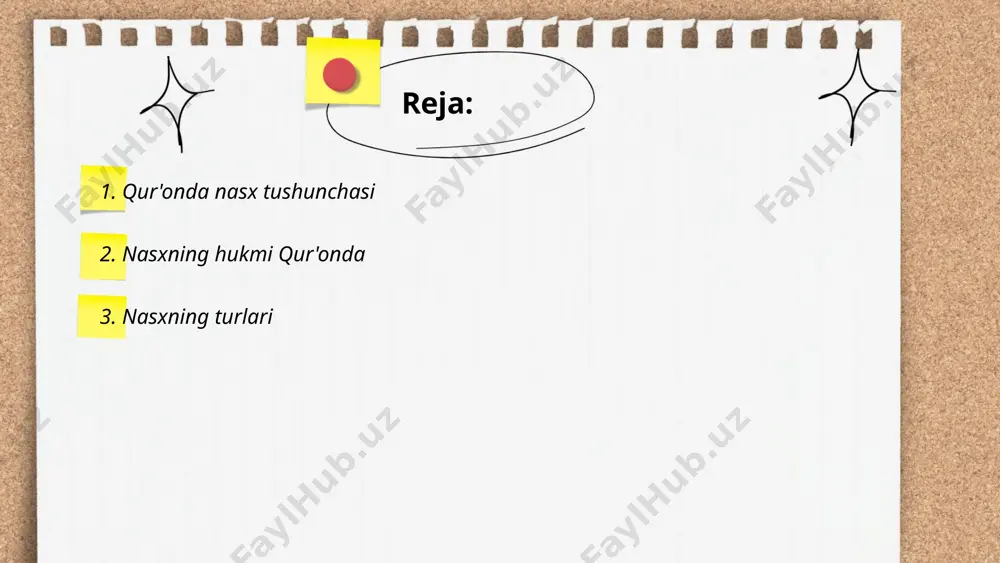 akllari o'ziga xos tuzilish va uslub xususiyatlariga ega bo'lib, o'quvchiga turli mavzular va tajribalarni taqdim etadi. ... t.me/slaydai_bot 4. nasxning hikmatlari "nasxning hikmatlari", an'anaviy islom ilmiy asarlaridan biri, tasavvuf va shariat ilmlari o‘rtasidagi aloqalarni o‘rgatadi. bu hikmatlar, xususan, nasafiyning "tafsir al-nasafi" asarida uchraydi. asarda islomiy aqidalar, axloqiy me'yorlar va hayotiy hikmatlar tarannum etiladi. o‘zbek adabiyotida bu hikmatlar ma'naviy tarbiya va shaxsiy rivojlanish uchun qo‘llaniladi. nasx falsafasi bilishning cheksiz imkoniyatlariga ishora qiladi va insonni har doim o‘zini takomillashtirishga undaydi. nasx falsafasi, shuningdek, ilm va amalning birligiga katta ahamiyat beradi. ... t.me/slaydai_bot hukmlarning nasxi, islom huquqida, qur'on yoki hadislardagi hukmlarning keyinchalik kiritilgan yangi hukmlar bilan o'zgartirilishi yoki bekor qilinishini anglatadi. nasxning uch turi mavjud: matn ham, hukm ham bekor qilinadi; matn qoldiriladi, hukm bekor qilinadi; matn bekor qilinadi, hukm qoldiriladi. nasx qur'onda oz tashkillashtirilgan masalalarda yoki payg'ambarlik davrida yuzaga kelgan muammolarda amal qiladi. jumladan, sharobning harom qilinishi dastlabki hukmning nasx qilinganiga misoldir. …