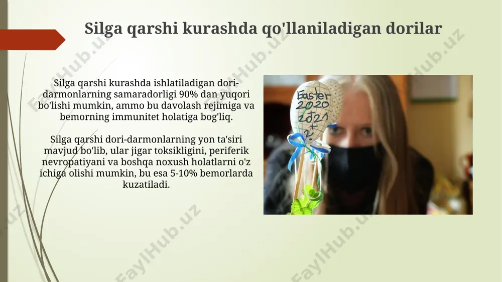 sharoiti, ocharchilik va immunitet tizimining zaifligi kabi ijtimoiy-iqtisodiy omillar bilan chambarchas bog'liq. zaxm va silga qarshi vositalar haqida umumiy ma'lumot ba'zi zaxm va silga qarshi vositalar, masalan, izoniazid va rifampin, jigar toksikligi kabi yon ta'sirlarga ega bo'lib, ularning qo'llanilishi davomida muntazam ravishda jigar funksiyasini tekshirish kerak. zaxm va silga qarshi vositalarning samaradorligi turli omillarga, jumladan, bakteriyalar turiga, dori-darmonlarga chidamlilik darajasiga va davolash rejimining to'g'ri bajarilishiga bog'liq bo'lib, 90% dan yuqori darajada samaradorlikka erishish mumkin. zaxmga qarshi kurashda qo'llaniladigan dorilar zaxmni keltirib chiqaradigan bakteriyalar gram-manfiy bo'lib, ularning hujayra devorining tuzilishiga ta'sir etuvchi aminoglikozidlar kabi antibiotiklar samarali bo'ladi, lekin toksik ta'sir xavfi ham mavjud. zaxm davolashda ba'zi hollarda bir nechta antibiotiklardan foydalaniladi, masalan, 2-3 ta preparatlar kombinatsiyasi qo'llanilib, davolashning samaradorligini oshirishga harakat qilinadi, bu esa bakteriyalarni chidamliligi xavfini kamaytiradi. zaxm va sil kasalliklarining davolash usullari multi-dori rejimi, masalan, rifampitsin, izoniazid va pyrazinamid kabi dori vositalarining birikmasi, sil kasalligiga qarshi kurashda samaradorlikni oshiradi. …