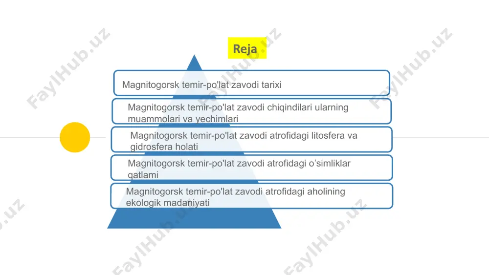 ng eng iflos shaharlari o'ntaligiga kiradi. mmk oaj yuqori o'choq sexi domna sexi sakkizta pechdan iborat: bf - no 1, bf - no 2, bf - no 4, bf - no 6, bf - no 7, bf - no 8, bf - no 9, bf ​​- no 10. sexlarda pechlarning blokli joylashuvi mavjud. puflash harorati avtomatik ravishda sozlanadi harorat regulyatoridan foydalanish. koksni yuklash, pechlar ustuniga zaryad berish, ishlash to'ldirish agregati, shompol va tenglashtirish klapanlari avtomatlashtirilgan. asosiy sex quyidagi bo'limlarni o'z ichiga oladi: ·domen pechini yuklash joyi, ·domen pechini havo isitgichlari bo'limi, · to'ldirish mashinalari bo'limi, ·domen pechining elektr jihozlari bo'limi, · domen pechining mexanik uskunalari bo'limi. "mmk"oaj domen sexi har bir yuqori o'choq 4 ta havo isitgichi tomonidan issiq portlash bilan ta'minlanadi. yuqori pechning havo isitgichlari isitiladigan regenerativ qurilmalar bo'lib, ularning maqsadi portlashni ma'lum bir haroratgacha qizdirish va uni ma'lum darajada ushlab turishdir. quyma mashinalari uni boshqa korxonalarga tashish uchun …