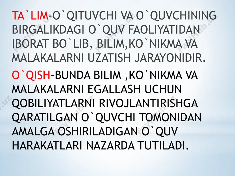 ta'lim-o'qituvchi va o'quvchining birgalikdagi o'quv faoliyatidan ibora glossary - Page 2