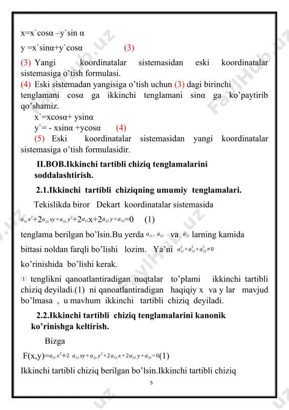 ikkinchi tartibli chiziqlar. tenglamalarini soddalashtirish - Page 5