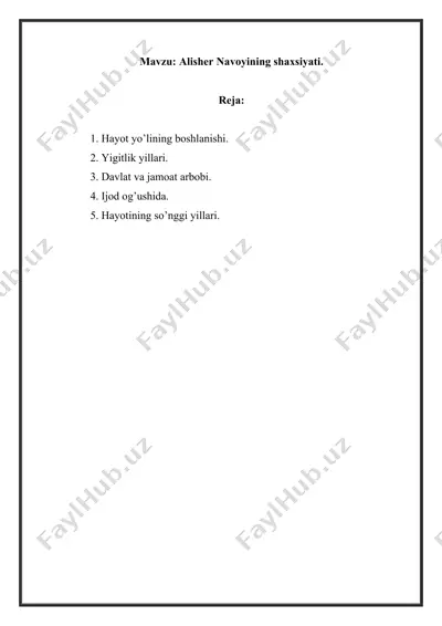 alisher navoyining shaxsiyati — DOCX