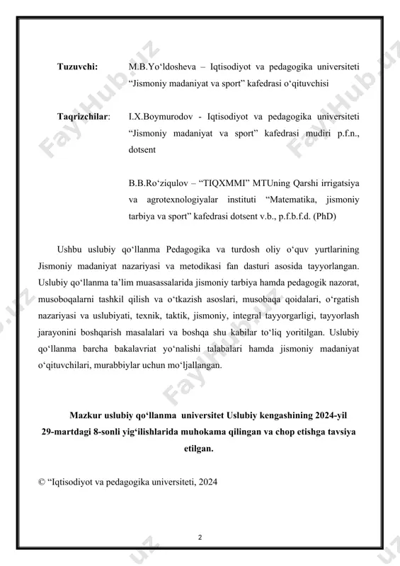 ining tabaqalashtirilgan jismoniy tayyorgarligi yetarlicha to’liq o’rganilmagan. mavjud ma’lumotlar esa tarqoq va bir-biriga zid fikrlarni namoyon etmoqda. ilmiy-uslubiy adabiyotlar tahlili shuni ko’rsatadiki, jismoniy tayyorgarlikni o’zbekiston respublikasi prezidentining 2018 yil 14 avgustdagi pq-3907-son «yoshlarni ma’naviy-ahloqiy va jismoniy barkamol etib tarbiyalash, ularga ta’lim-tarbiya berish tizimini sifat jihatidan yangi bosqichga ko’tarish chora-tadbirlari to’g’risida»gi qarori, 2018 yil 5 martdagi pf-5368-son «jismoniy tarbiya va sport sohasidagi davlat boshqaruvi tizimini tubdan takomillashtirish chora-tadbirlari to’g’risida»gi farmoni, 2020 yil 24 yanvardagi pf-5924-son «o’zbekiston respublikasida jismoniy tarbiya va sportni yanada takomillashtirish va ommalashtirish chora-tadbirlari to’g’risida»gi farmoni hamda shu sohaga tegishli boshqa me’yoriy-huquqiy hujjatlarda belgilangan vazifalarni amalga oshirishga muayyan darajada xizmat qiladi. mavzuga doir ilmiy-metodik adabiyotlarning tahlili shuni ko’rsatadiki, vatanimiz va xorijdagi qator olimlardan a.abdullaev, sh.x.xankeldiyev, v.k.balsevich, v.i.lyax, r.s.salamov, d.d.sharipova va boshqalar shuni e’tirof etishadiki, umumta’lim maktabidagi jismoniy tarbiyaning shakllangan «an’anaviy» tizimi o’sib kelayotgan organizmning harakat faolligiga bo’lgan ehtiyojlarini to’liq qondirmaydi. jismoniy tarbiya jarayonini jadallashtirish va yuzaga kelgan qarama-qarshiliklarni xal …