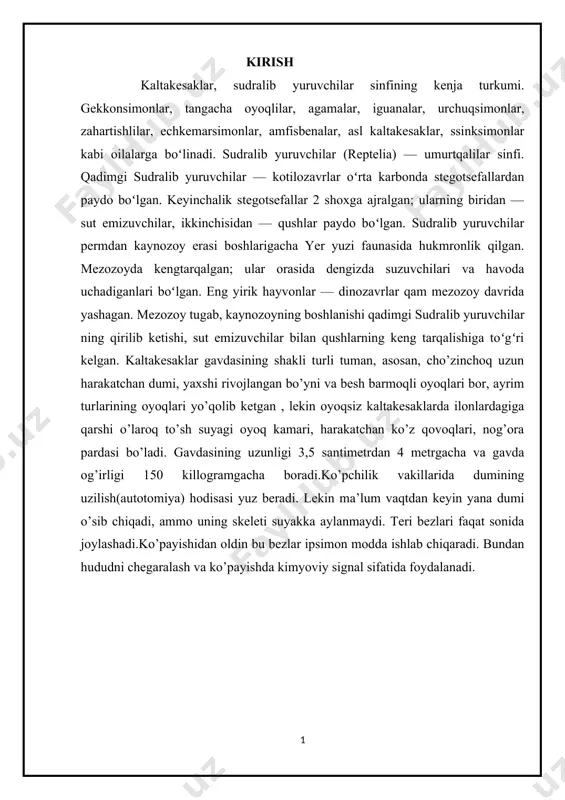 arakterlanadi. shox qatlam tagida suyak platinkalari bo’ladi. 700 ga yaqin turlari bor. avstraliya, janubiy va sharqiy osiyo hamda tinch va hind okeanlari orollarida tarqalgan. o’rta osiyo va kavkazda uzunoyoqli ssink(eumeces shneideri)lar yashaydi. xameleonlar, buqalamunlar (chamaeleonidae) — kaltakesaklar oilasiga mansub sudralib yuruvchilar. tili uzun boʻlib, ancha uzoqdagi oʻljani ham ushlab olish xususiyatiga ega. rangi tashqi omillar (harorat va yorugʻlik) taʼsirida tez oʻzgaradi.90 turi maʼlum. afrika, madagaskar oroli va shu atrofdagi boshqa orollarda hamda janubiy yevropa, gʻarbiy va janubiy osiyoda tarqalgan. tanasi 60 sm cha. boʻyni kalta, uzun dumi spiralsimon oʻraladi. oyokdari uzun, besh barmokli, barmoqdari 2—3 tadan guruh boʻlib teri gʻilof ichida joylashgan. tanasi shoxsimon tangachalar va teri oʻsiqchalar bilan qoplangan. koʻz qovoqlari rivojlangan (koʻzlari bir-biridan mustaqil ravishda harakatlana oladi). koʻpchilik vakillarida oʻpkasida xaltasimon oʻsikdari boʻladi. xavf sezganda koʻp havo yutadi va tana shakli oʻzgarib, qoʻrqinchli tuye oladi. rangi yorugʻlik, tra va boshqa taʼsirida tez oʻzgaradi (nomi shundan). daraxt va butalarda …