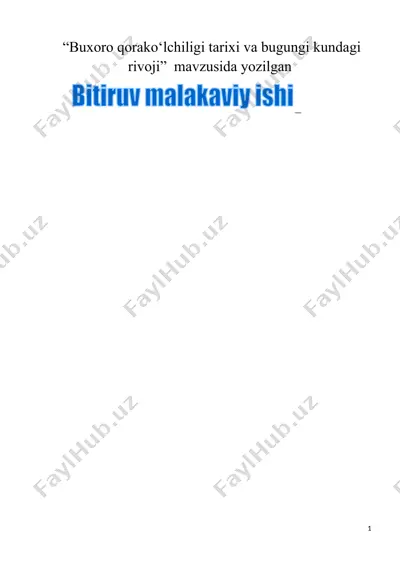 buxoro qorako‘lchiligi tarixi va bugungi kundagi rivoji — DOCX