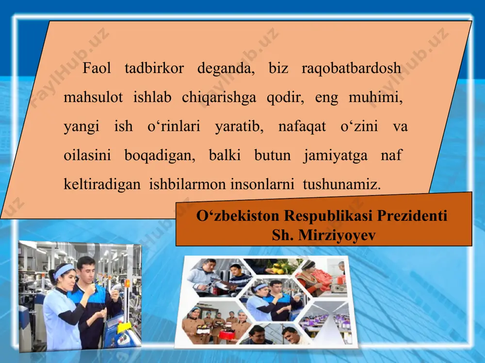 ‘rsatishni ham oladi. masalan, avtomobillarga texnik xizmat ko‘rsatish, kiyimlarni kimyoviy tozalash, turli masalalarda maslahat berish, ta’lim xizmati va boshqalar shular jumlasidandir. ishlab chiqarish tadbirkorligi faoliyat sohasini tanlash tadbirkorning moliyaviy resurslari va shaxsiy moyilligi orqali belgilanadi. dastlab marketing tadqiqotlari o‘tkaziladi, bozor o‘rganiladi, taklif etiladigan tovarning qay darajada iste’molchiga zarurligi, talabning darajasi va o‘zgarishi, talab darajasiga ta’sir ko‘rsatuvchi omillar, taxminiy xarajatlar va sotish hajmlari aniqlanadi. tijorat tadbirkorligi aytaylik, sizda ishlab chiqarish tadbirkorligi uchun yetarli resurs bo‘lmasligi mumkin. u holda siz ishlab chiqarish resurslari kabi katta ehtiyoj talab etmaydigan, ko‘proq aylanma mablag‘lar yetakchi o‘rin tutadigan tijorat tadbirkorligi bilan shug‘ullanishingiz mumkin. tijorat tadbirkorligi – tovar-pul munosabatlari va savdo-ayirboshlash operatsiyalariga, ya’ni tovar va xizmatlarni qayta sotishga asoslangan faoliyat. chakana va ulgurji savdo, turli mol-mulklar, shu jumladan ko‘chmas mulklar savdosida vositachilik qilish tijorat tadbirkorligiga misol bo‘la oladi. tijorat tadbirkorligida tovarni sotish narxi uning xarid narxidan yuqori bo‘lishi asosiy qoida hisoblanadi. shunga ko‘ra, tijorat tadbirkorligini amalga oshirishdan …