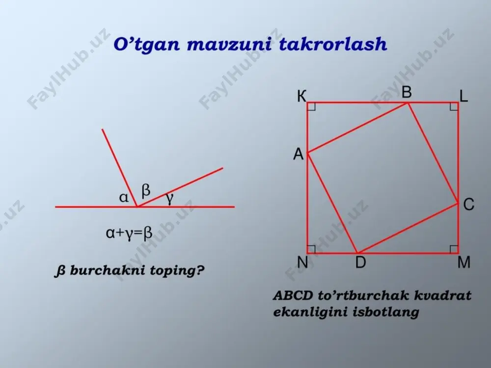 pifagor teoremasining kvadratlar boʻyicha isboti - Page 2