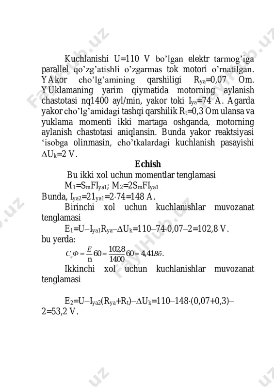 parallell qo'zg'atishli o'zgarmas tok dvigatelining mekhanik xarakteristikalari - Page 4
