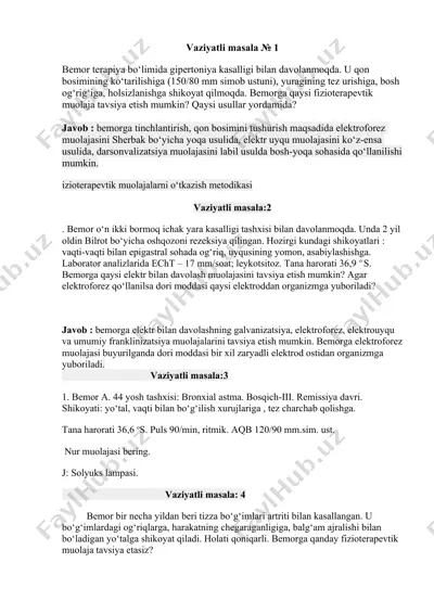 elektr bilan davolash muolajalari — DOCX