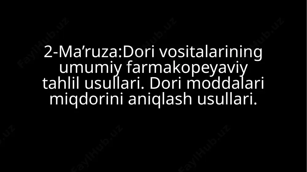 ektsion suvning apirogenligini aniqlash, yurak glikozidlari, vitaminlar, gormonlar va antibiotiklarning faolligini aniqlash. gravimetrik (tortma) usul. bu usulning mohiyati, tekshiriluvchi moddani, uning eritmasidan tegishli reaktiv ta'sirida cho‘kmaga o‘tkazib, so‘ngra uni ajratib olish, yuvish va doimiy og`irlikkacha quritib, tortish hamda chiqqan massa og`irligi asosida miqdorini aniqlashdir. titrimetrik usul. farmatsevtik tahlilda qo‘llanadigan titrimetrik usullarni tekshiriluvchi dori modda bilan titrant o‘rtasida boradigan reaksiya asosida quyidagi guruhlarga bo‘lish mumkin: -cho‘ktirishga va kam dissotsiyalanuvchi birikma hosil qilishga asoslangan usullar. -kislota-asos titrlash (neytrallash) usuli. -oksidlanish-qaytarilish reaksiyasiga asoslangan usul. -nitritometriya (diazotirlashga asoslangan) usuli. -kompleksonometriya (kompleks birikma hosil qilishga asoslangan) usuli. cho‘ktirishga asoslangan usullar. argentometriya (mor, fayans va folgard.) merkurimetriya usuli kislota-asos titrlash (neytrallash) usuli. suvli muxitda kislota-asos titrlash usuli. a). atsidometriya b). alkalimetriya suvsiz muxitda kislota-asos titrlash usuli oksidlanish-qaytarilish reaktsiyasiga asoslangan usul yodometriya bromatometriya permanganometriya serimetriya. dori moddalar tarkibidagi umumiy yot aralashamalarni aniqlash dori moddalarning tozaligini aniqlash farmatsevtik tahlilining eng muhim bosqichlaridan biri bo‘lib, barcha dori moddalari qanday …