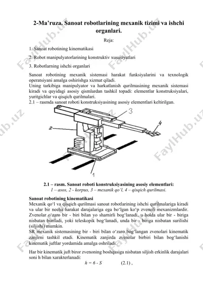 sanoat robotlarining kinematikasi — DOCX