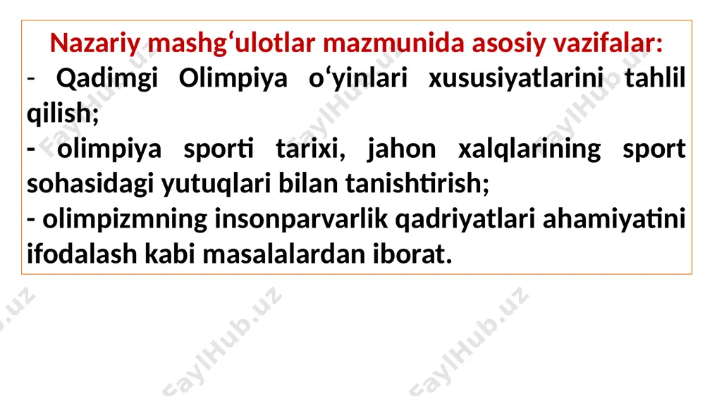 nlar oliy iloh zevsni “yashin chaqnatuvchi”, “bulutlarni haydovchi”, beqiyos qudrat timsoli, “hayot baxsh etuvchi”, “xaloskor” ma’budi sifatida e’zozlaganlar. miloddan avvalgi v asrda yunon me’mori libon loyihasi asosida olimpiya shahrida zevs maqbarasi qurilgan. bu yerda o‘rnatilgan zevsning juda katta, oltin va fil suyagidan yasalgan haykali dunyodagi yetti mo‘jizaning biri deb tan olingan. qadimgi olimpiya o‘yinlarining tarixi to‘rt davrdan iborat bo‘lib, ular qadimgi gretsiyaning afsonaviy badiiy merosiga asoslanadi. qadimgi olimpiya o‘yinlarining birinchi davri – qahramonlik davri hisoblanib, rivoyatlarga ko‘ra bu musobaqalarda ma’budlar, shohlar, afsonaviy qahramonlar o‘zaro kuch sinashganlar. gomerning mashhur “iliada” dostonida qadimgi gretsiyada troya urushining buyuk qahramoni axilles tashkil etgan o‘yinlarda ot aravalardagi poygalarda frakiya shohi diomed, miken shohi menelay, pilos shohi nestor marraga birinchi bo‘lib yetib kelganlar. gomer ularni musht jangida teng keladiganlar topilmagan evrial, kurashda barcha raqiblarining kuragini yerga tekkizgan shoh ayaks telamanid, yugurishda odissey, nayza uloqtirishda yunon qo‘shinlari lashkarboshisi agamemnon, kamon otishda odisseyning eng sodiq xizmatkori evmey va …