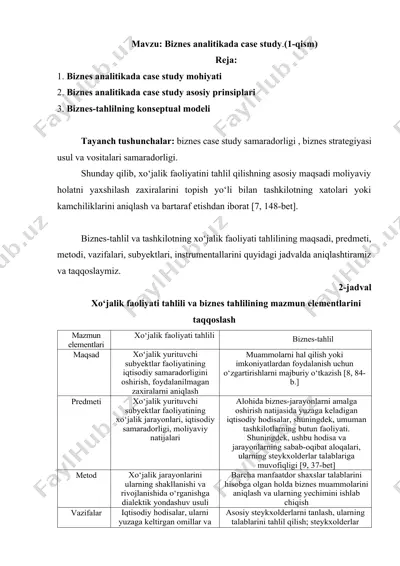 biznes analitikada case study (1-qism) — DOCX