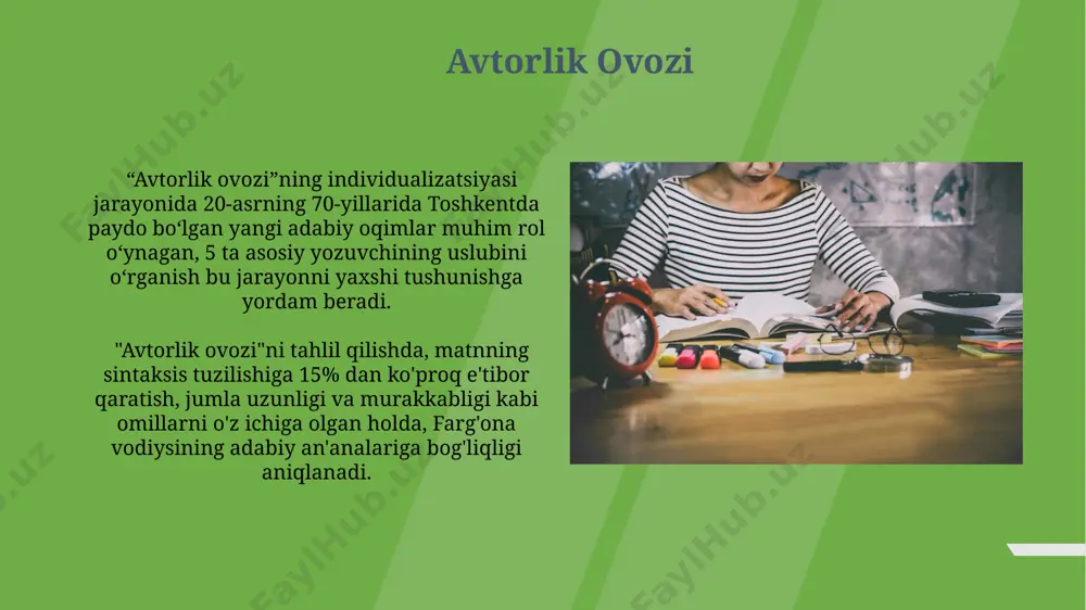 qand maktabi uslubida qo‘llanilgan. personifikatsiya va allegoriya personifikatsiya, masalan, shekspirning "romeo va juliet" (1597) asarida, tabiat hodisalari qahramonlarning his-tuyg'ularini aks ettiruvchi 20 dan ortiq misolda uchraydi, bu esa asar mazmunini boyitadi. allegoriya, o'zbek adabiyotida, "alpomish" dostonidagi 3 ta asosiy qahramon – alpomish, barno va aydog'du – milliy qadriyatlarning ramzi sifatida tasvirlangan. e'tiboringiz uchun rahmat @taqdimot_robot image1.jpg image2.jpg image3.jpg image4.jpg image5.jpg image6.jpg image7.jpg image8.jpg image9.jpg image10.jpg image11.jpg image12.jpg image13.jpg image14.jpg image15.jpg image16.jpg image17.jpg
